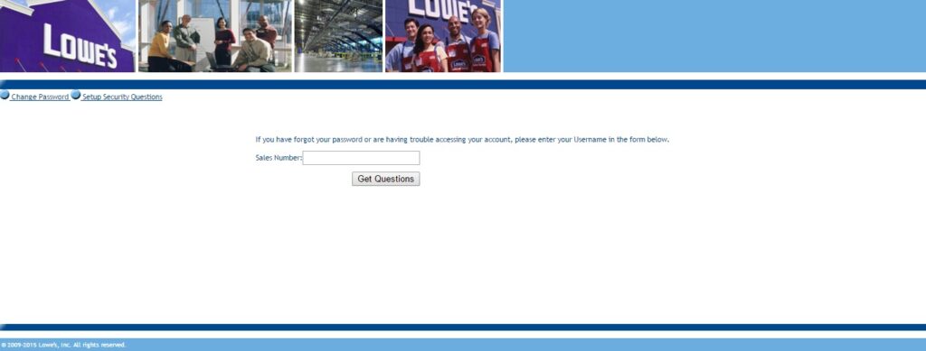 Lowes Employee login recover password page