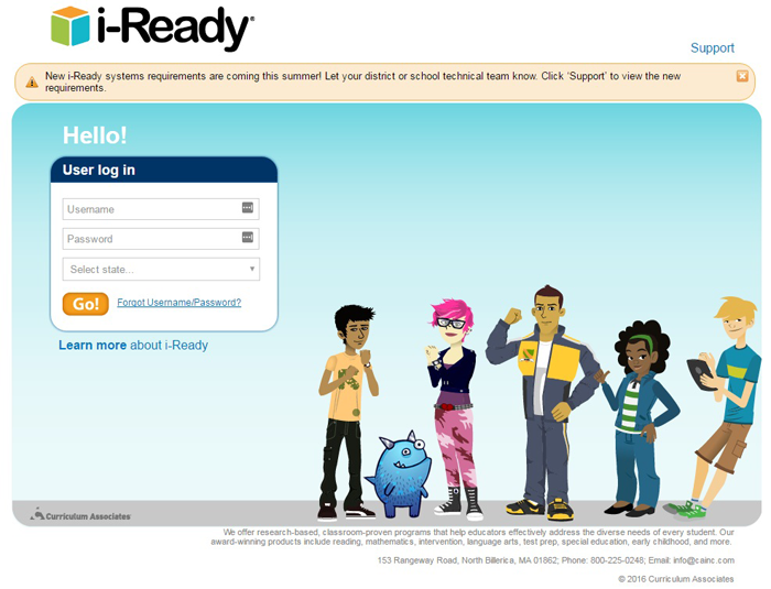 iReady Login Page