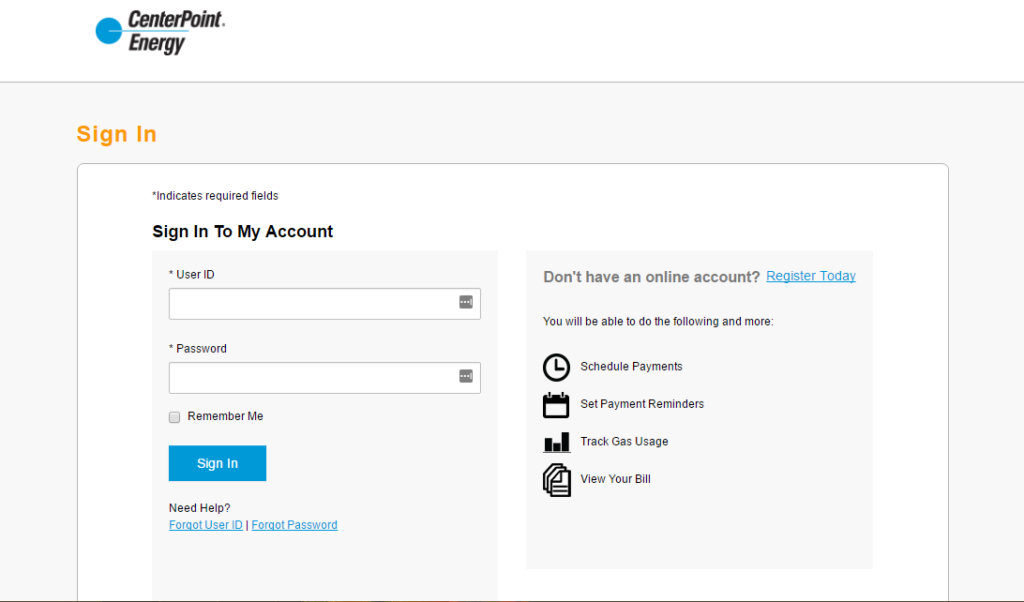 CenterPoint Energy Login at Login OZ