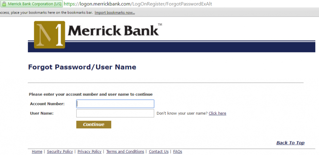 merrick bank forgot password