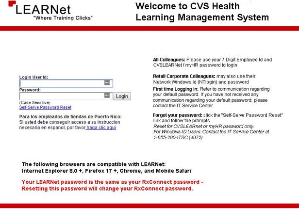 CVS Learnet Login At Www cvslearnet cvs Login OZ