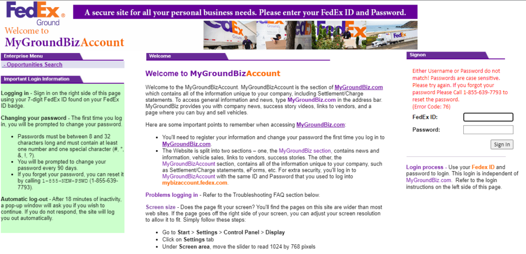 FedEx Ground Biz Login Guide At Mybizaccount fedex L Login OZ